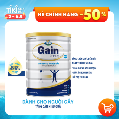 Sữa bột Sữa Arti Gain Adults Dinh loại 900g dinh dưỡng cho người gầy,chơi thể thao, lao động nặng, suy nhược (10 tuổi trở lên)