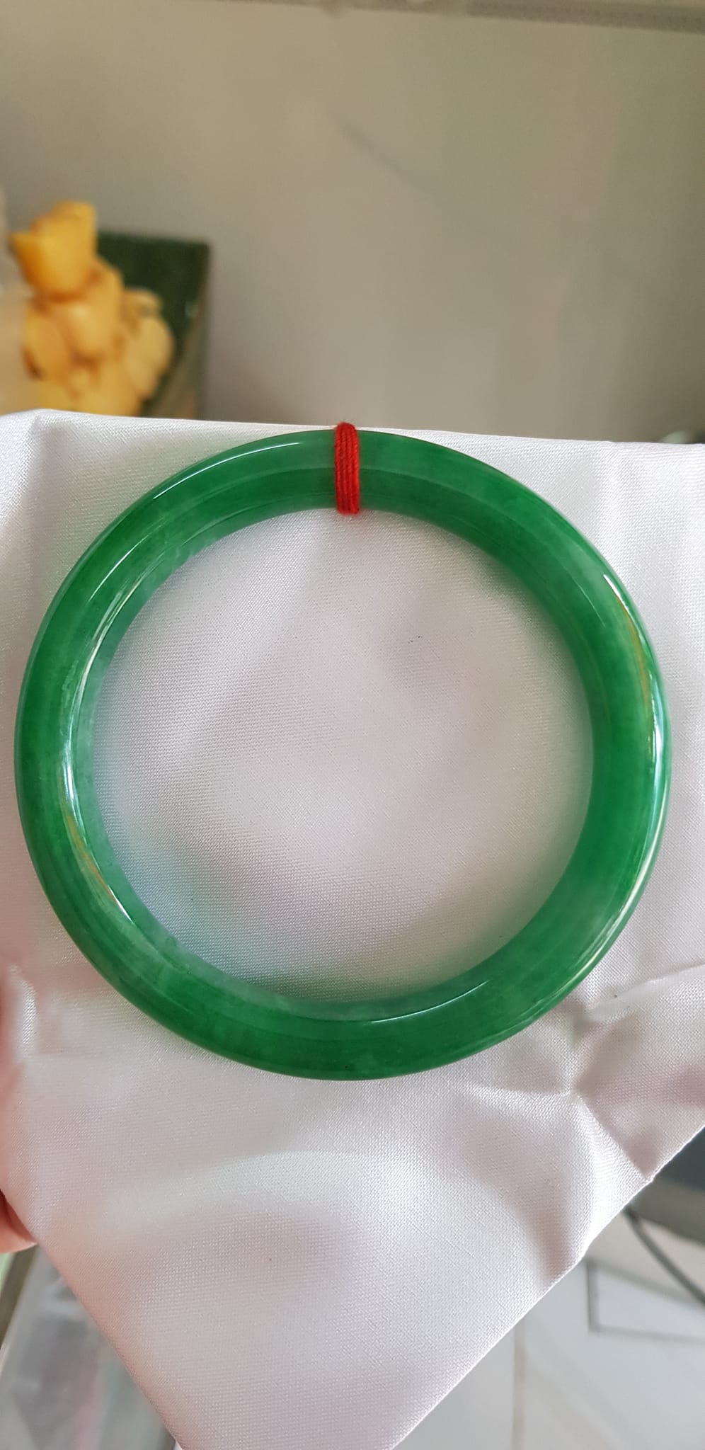 Vòng tay Nam Nữ đá Cẩm Thạch Đậu Lý QC 65mm x chột 10mm Vòng màu xanh đậm Anh Chị tay to Cân Nặng 75kg - 85kg đeo ạ