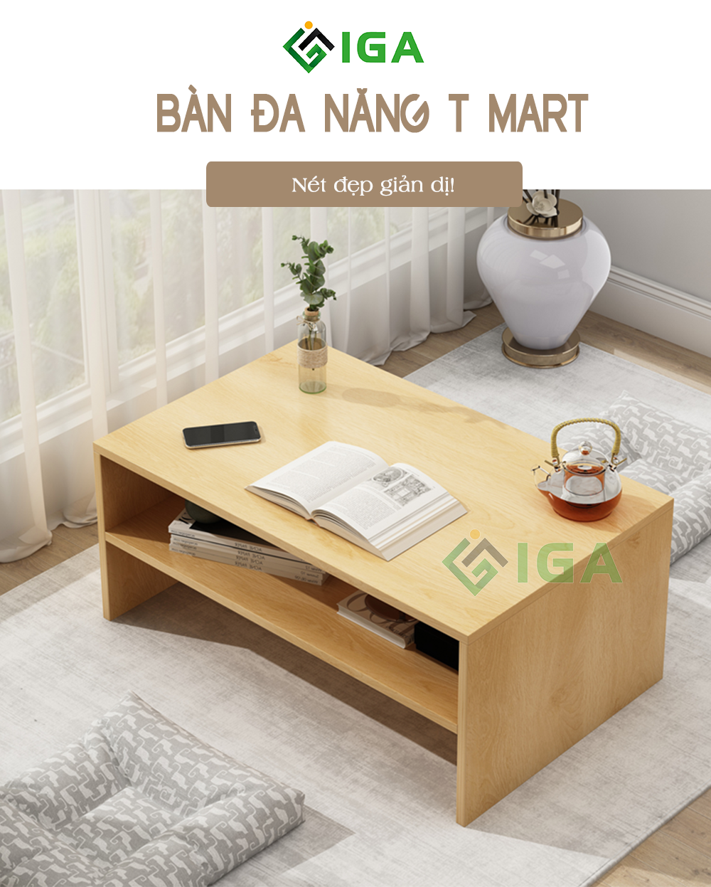 Bàn Trà Đa Năng Có Thể Làm Bàn Trang Điểm Bàn Cafe Ngồi Bệt - GP147A