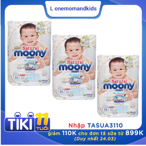 [COMBO 3 BỊCH] Bỉm quần Moony natural M 46