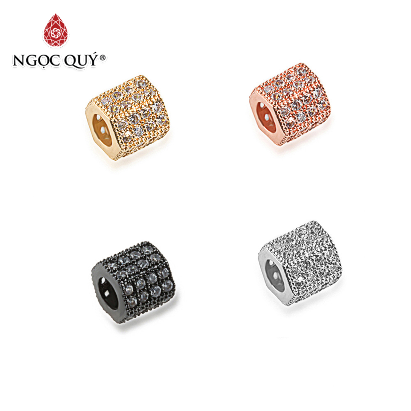 Charm trụ lục giác đính đá - Ngọc Quý Gemstones