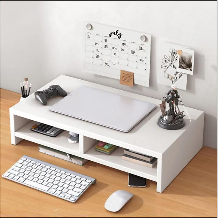 Kệ Gỗ Để Màn Hình Máy Tính 2 Tầng Đa Năng Kết Hợp Để Sách, Bàn Phím Và Chuột Gỗ MDF Chống Thấm Cao Cấp
