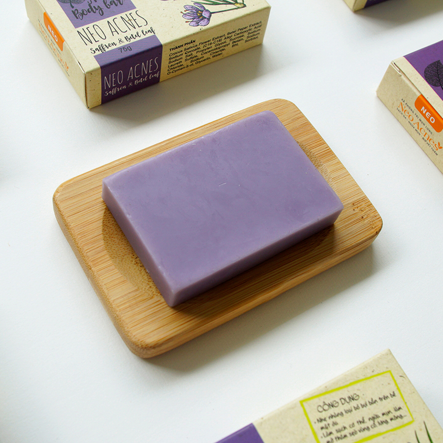 Bộ đôi Xà phòng Saffron Neo Acnes & Gel Nghệ NeoCurma - Giảm mụn mờ thâm vùng lưng, cơ thê