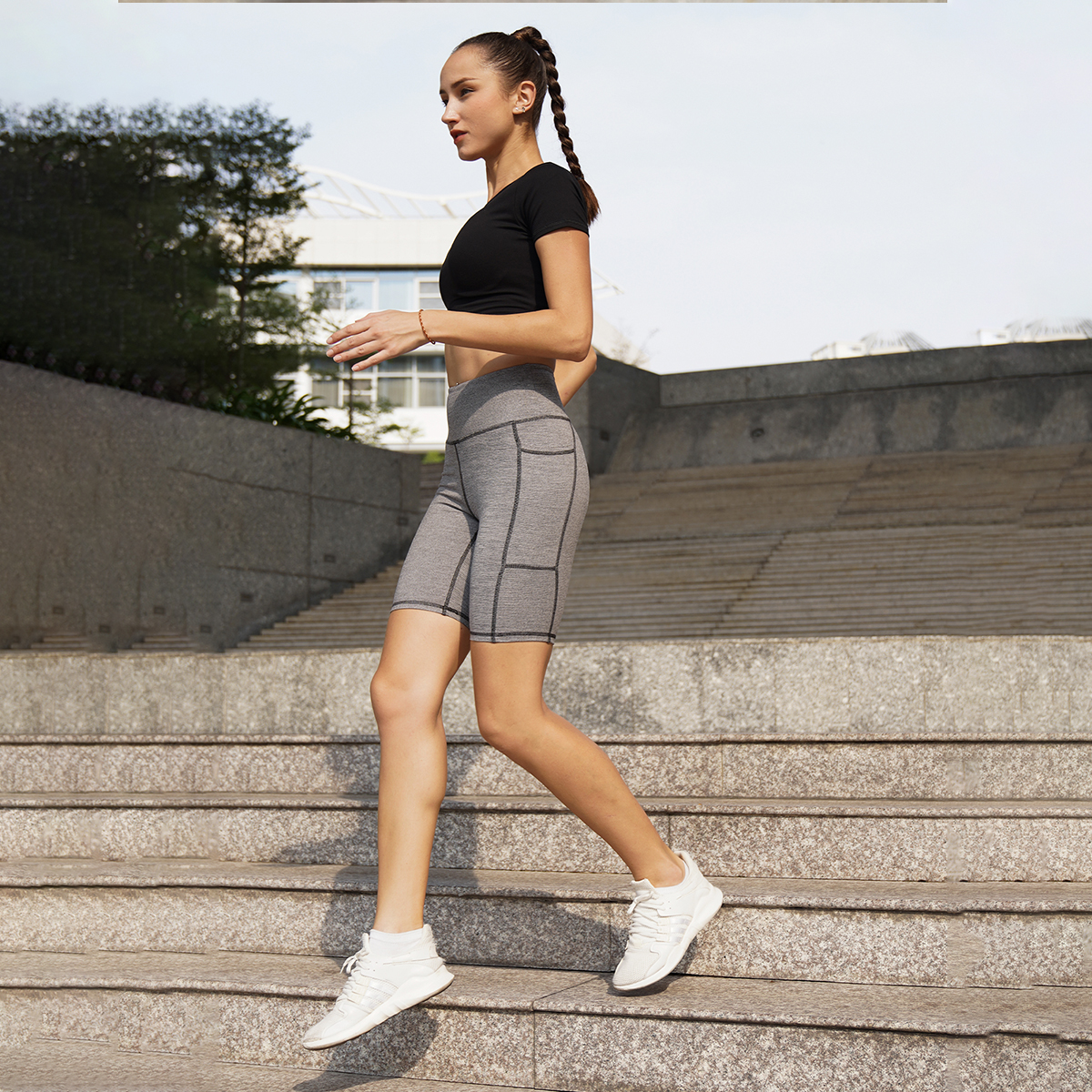 Áo tập Yoga Áo Gym Croptop có tay cho nữ Thiết kế cao cấp Hibi Sports Mã CR807