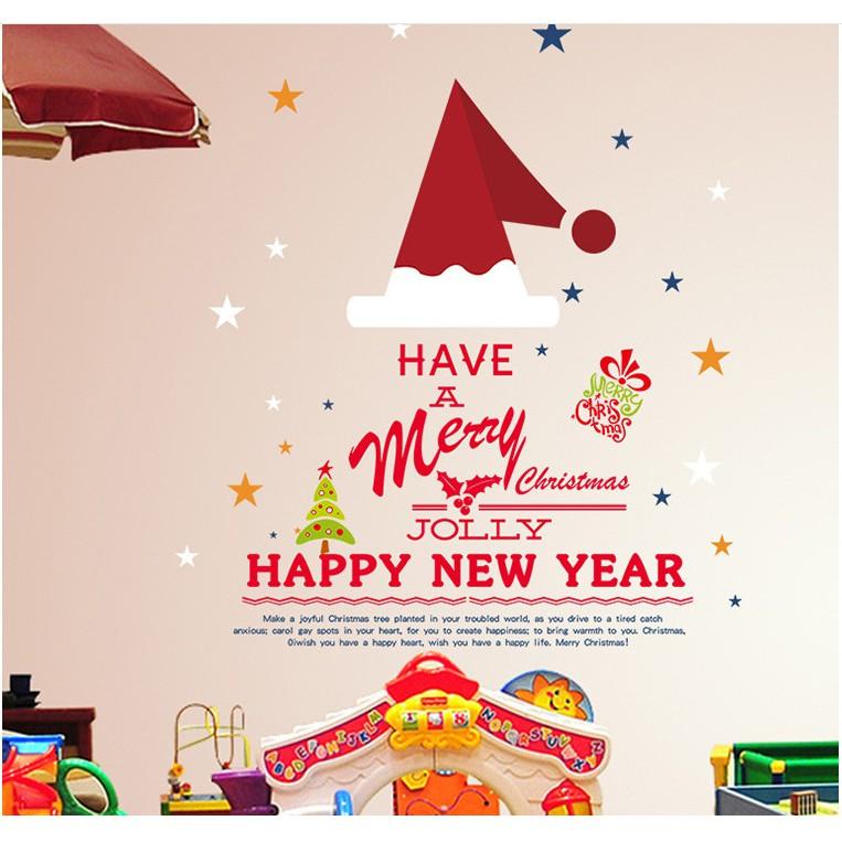 Decal trang trí noel Merry Chrismast and Happy New Year