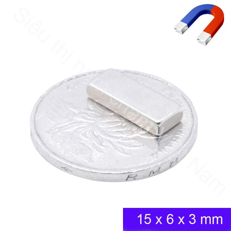 Nam châm hình chữ nhật 15x6x3mm set 10 viên