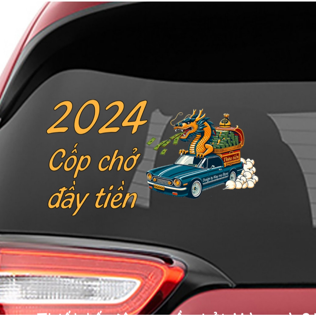 Decal dán xe, tem dán xe, Rồng 2024 - thiết kế đặc biệt phủ sơn UV dán kính hậu ôtô Mày mò Store.