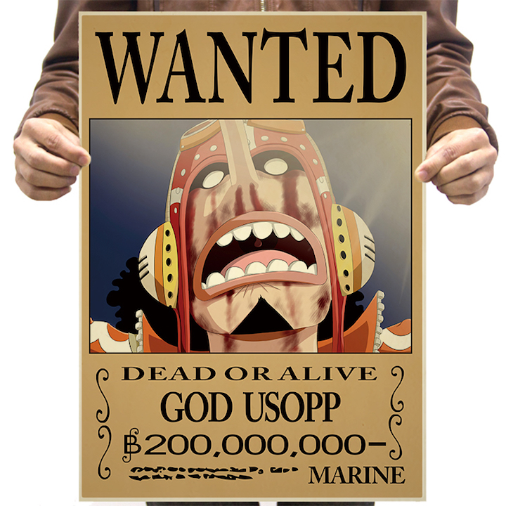 Bộ 9 tấm poster anime dán tường Wanted Băng Mũ Rơm - One Piece