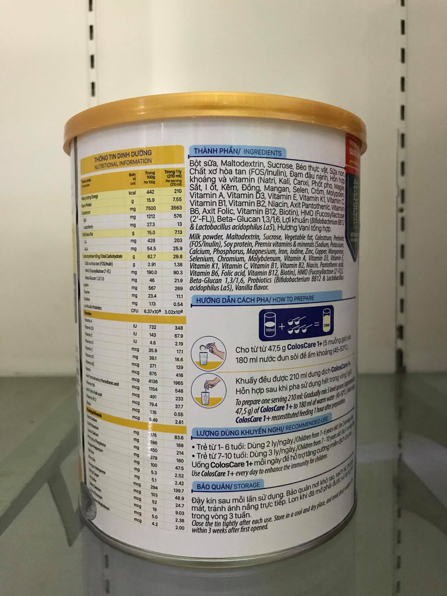 Sữa bột ColosCare 1+ 800g - Sữa non tăng cường miễn dịch của NutriCare