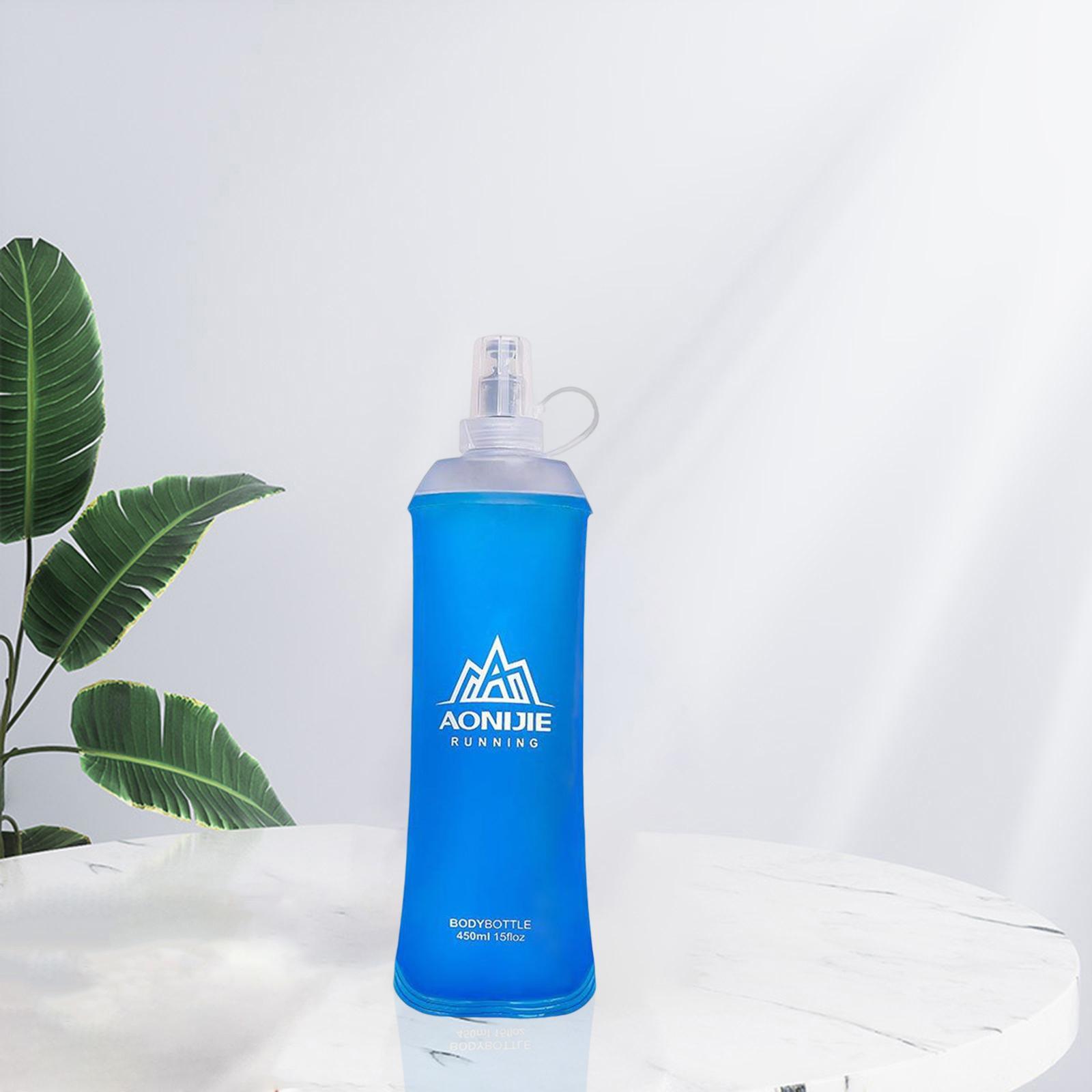 TPU Soft Running Collapsible Water Bottles for Hiking 450ml Blue