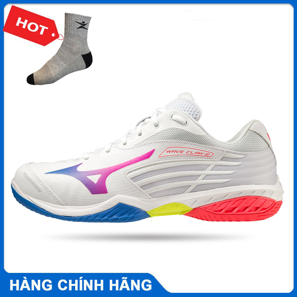 Giày cầu lông chính hãng Mizuno Wave Claw 2 71GA211013 Mẫu mới cho cả nam và nữ-tặng tất thể thao bendu