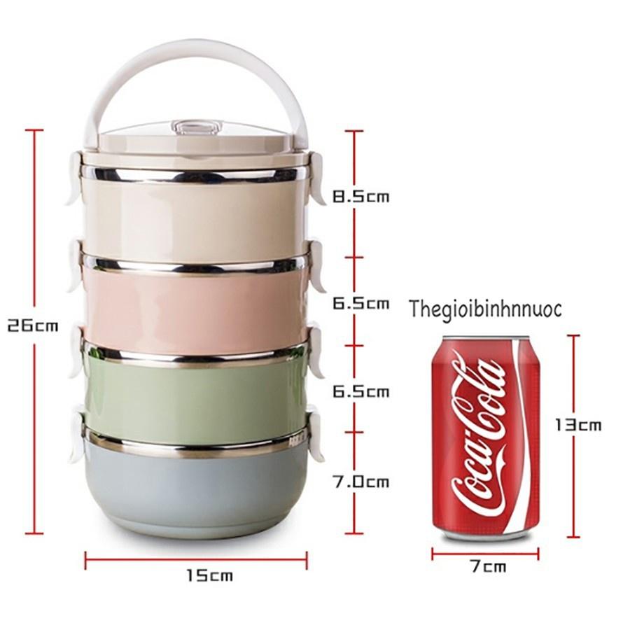 Hộp Đựng Cơm cặp lồng Lúa Mạch 4 Tầng Lõi Inox Giữ Nhiệt