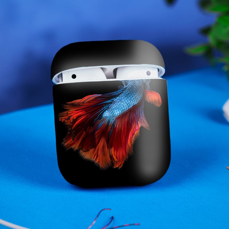 Miếng dán skin chống bẩn cho tai nghe AirPods in hình Cá chọi betta - bet002 (bản không dây 1 và 2)