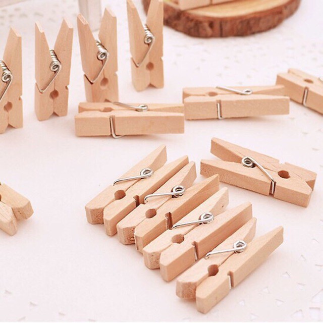 Set 10 cái kẹp gỗ màu gỗ tự nhiên kích thước 3x0.4cm