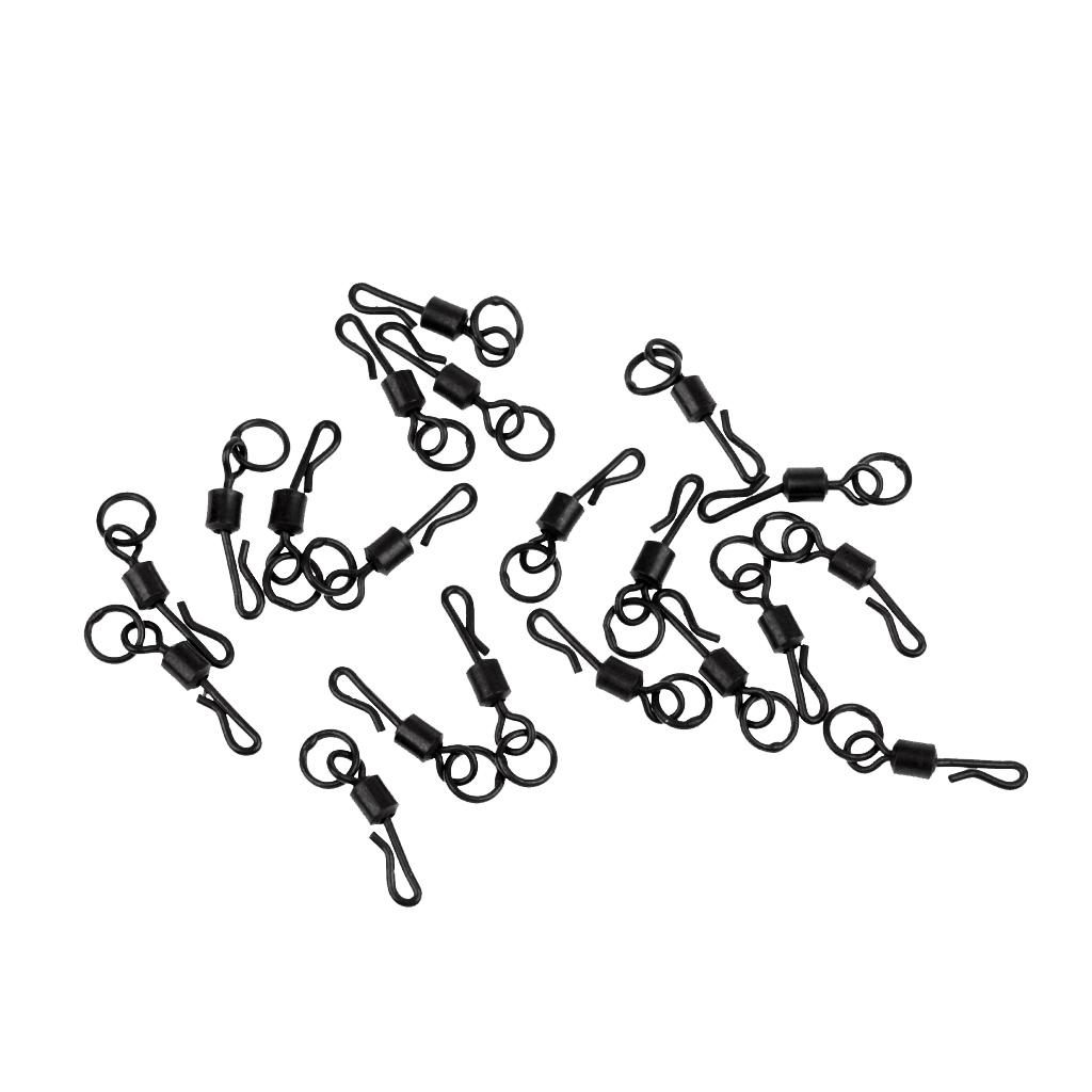 20Pcs Fishing Swivels Q-Shaped Quick Change Swivels Carp Rigs Matte Black 8#