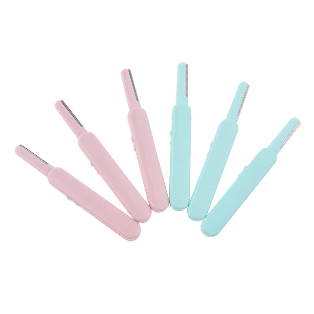 Pack of 6Pieces, Portable Retractable Stainless Steel Eyebrow Shaver, Eyebrow Shaper, Trim Eyebrow, Facial Hair for Precision Shaping