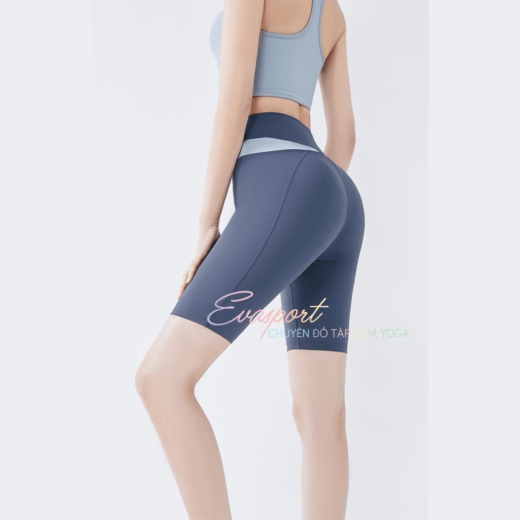 Set bộ đồ tập gym nữ gồm áo bra quần legging đùi chéo, yoga, aerobic, zumba chạy bộ, vải thun thoáng mát tôn vòng 3 Eva