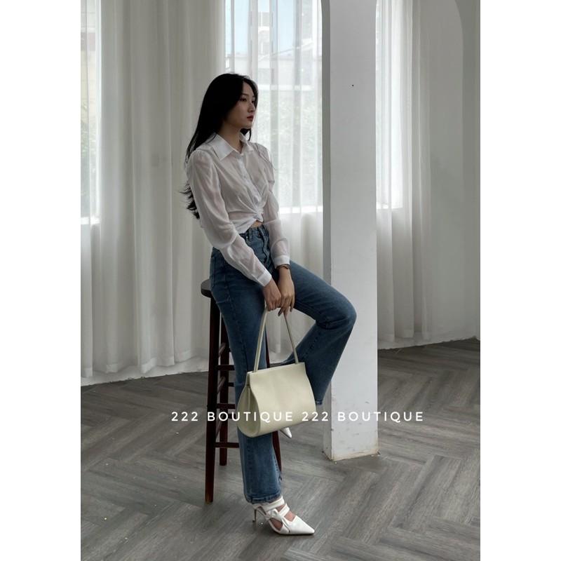 Sơ mi croptop lụa