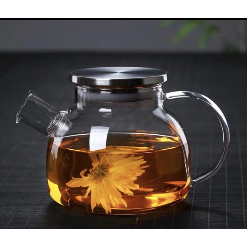 Bình trà , chén trà thủy tinh, Ấm trà chịu nhiệt dung tích 1L , chén trà 100ml chất liệu borosilicate cao cấp