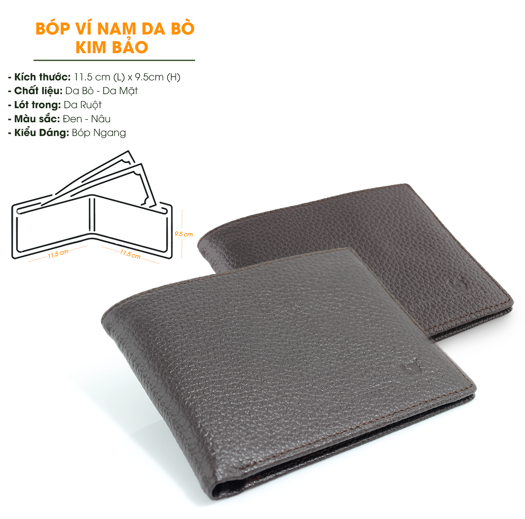 Ví Da Nam, Bóp Da Nam Kim Bảo KBHit-Da Bò Màu Đen, Nâu