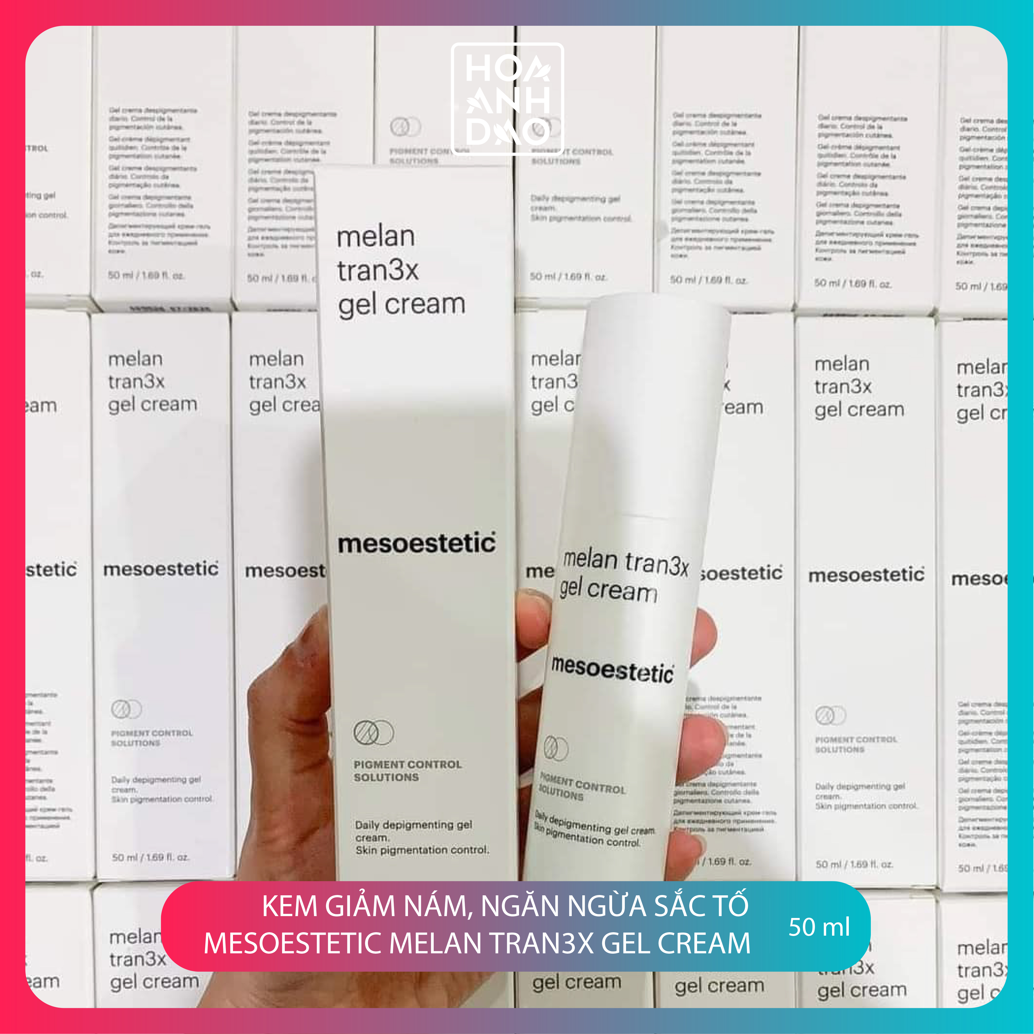 Kem giảm nám và ngăn ngừa hình thành sắc tố da dạng gel Mesoestetic Melan Tran3x Gel Cream