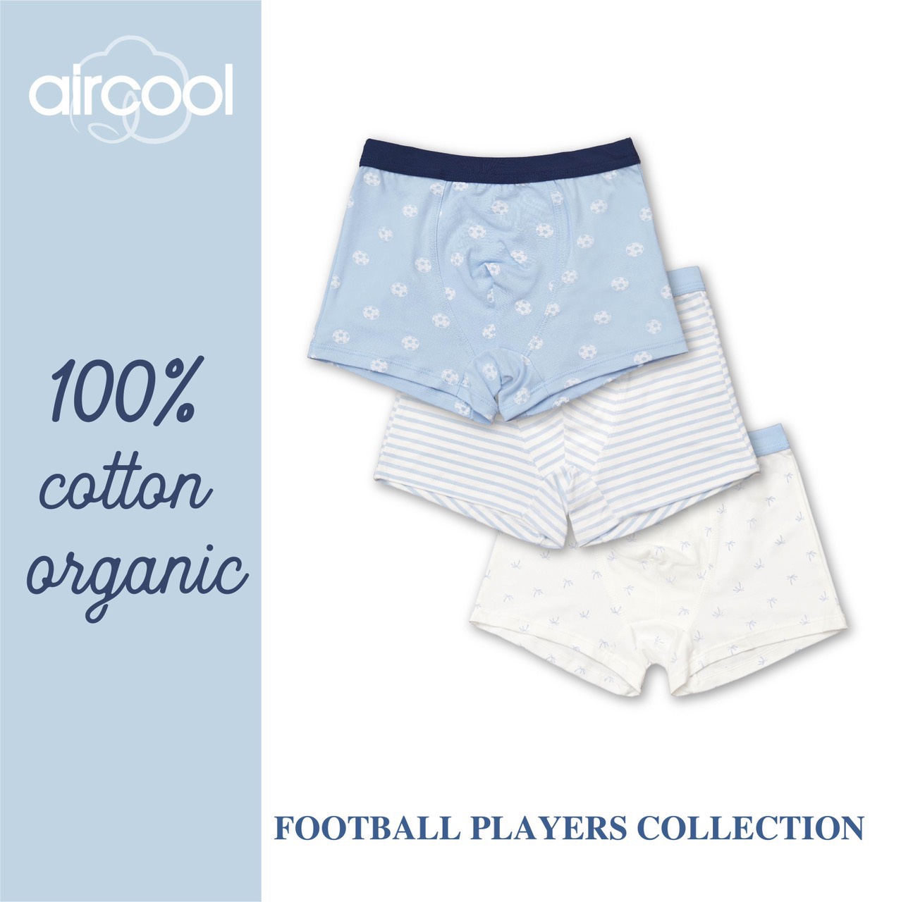 Set 3 quần chip đùi cho bé trai chất liệu cotton organic 100% cao cấp Aircool