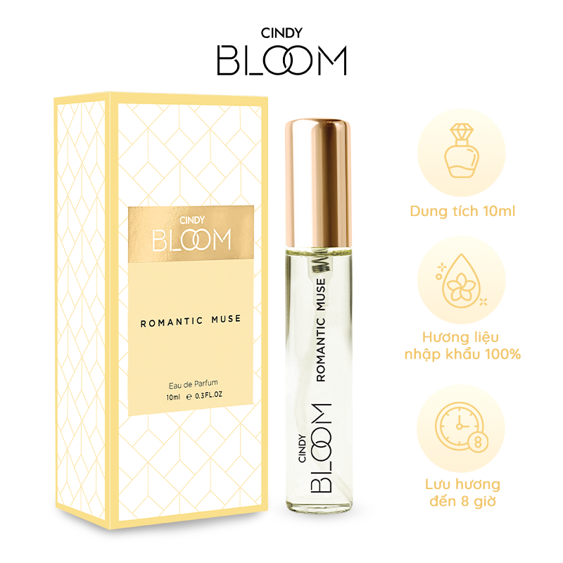 Nước hoa nữ Cindy Bloom Romantic Muse mùi hương quyến rũ lãng mạn10ml chính hãng