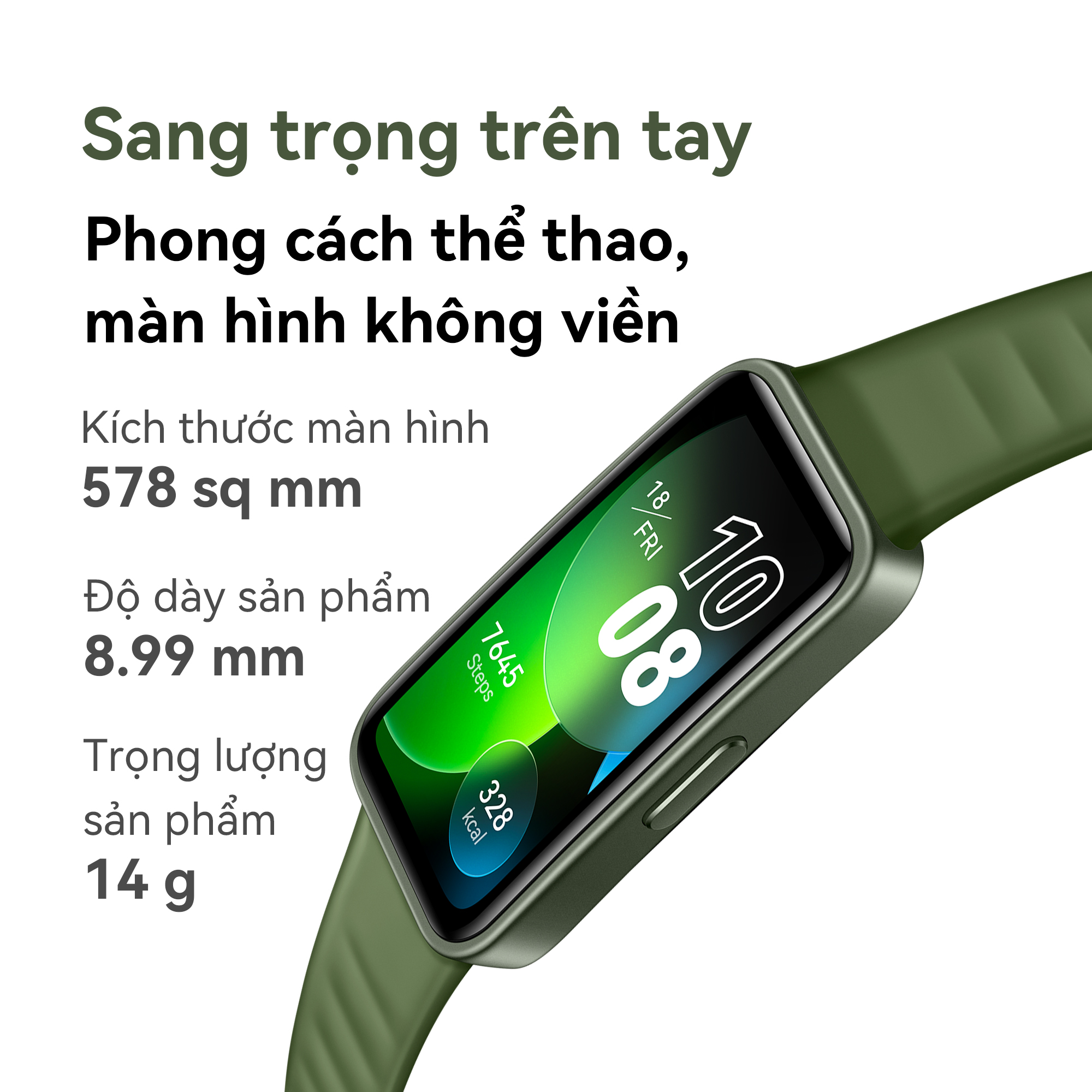 Vòng đeo tay thông minh HUAWEI Band 8 | Thiết kế siêu mỏng | Phân tích khoa học Giấc Ngủ | Thời Lượng Pin Vượt Trội | Hàng Chính Hãng