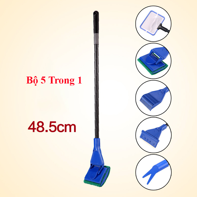 Bộ dụng cụ vệ sinh bể cá , hồ kính 5 trong 1 SX-05 S.UN.SU.N làm sạch rêu hại tảo nây tảo xanh, vợt cá, san cát và đất nền