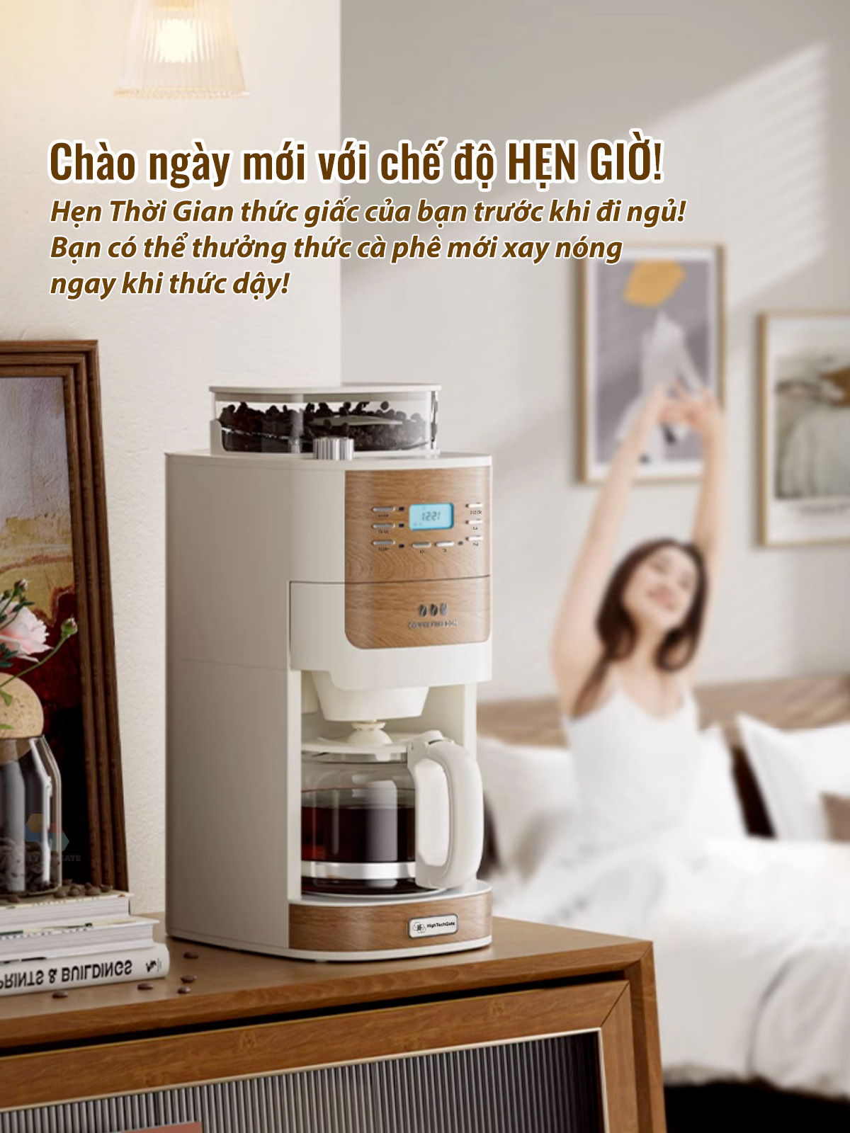 Máy Pha Cà Phê CF06 Tự Động Vừa Xay, Vừa Pha 2 Trong 1, Từ 2-12 Cốc/Lần, Hẹn Giờ Pha Thông Minh, Cối Xay Cafe Lưỡi Nón Độ Đồng Nhất Cao, Hàng Chính Hãng