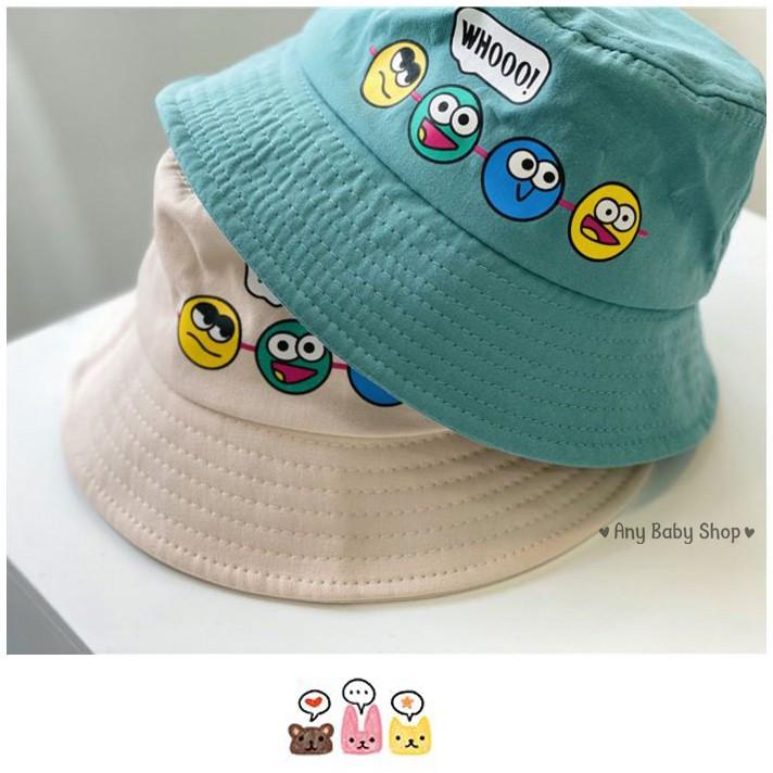 Mũ nón Bucket thời trang in icon mặt cười 5 màu cho bé trai và bé gái siêu cute hột me -có kèm dây nón