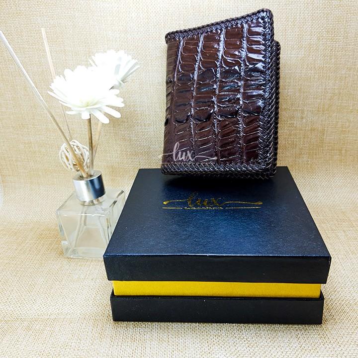 Ví Nam Da Cá Sấu LuxLeather LM1101 Đan viền thủ công - Một mặt - Kiểu Đứng- Da đuôi