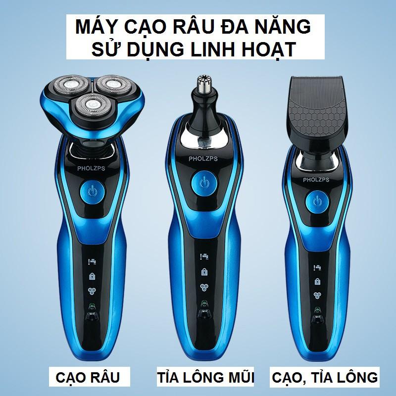 Máy Cạo Râu Đa Năng 3 Lưỡi Kép - Thông Minh Chống Nước Tặng Quà + Tặng 3 Lưỡi cao trị giá 40k