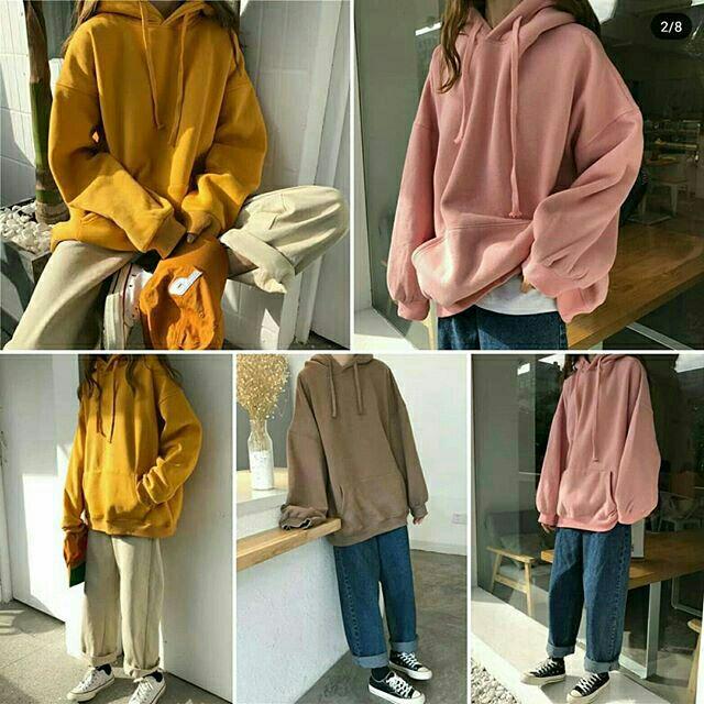 Áo Hoodie trơn dày dặn dáng suông phù hợp cả nam nữ