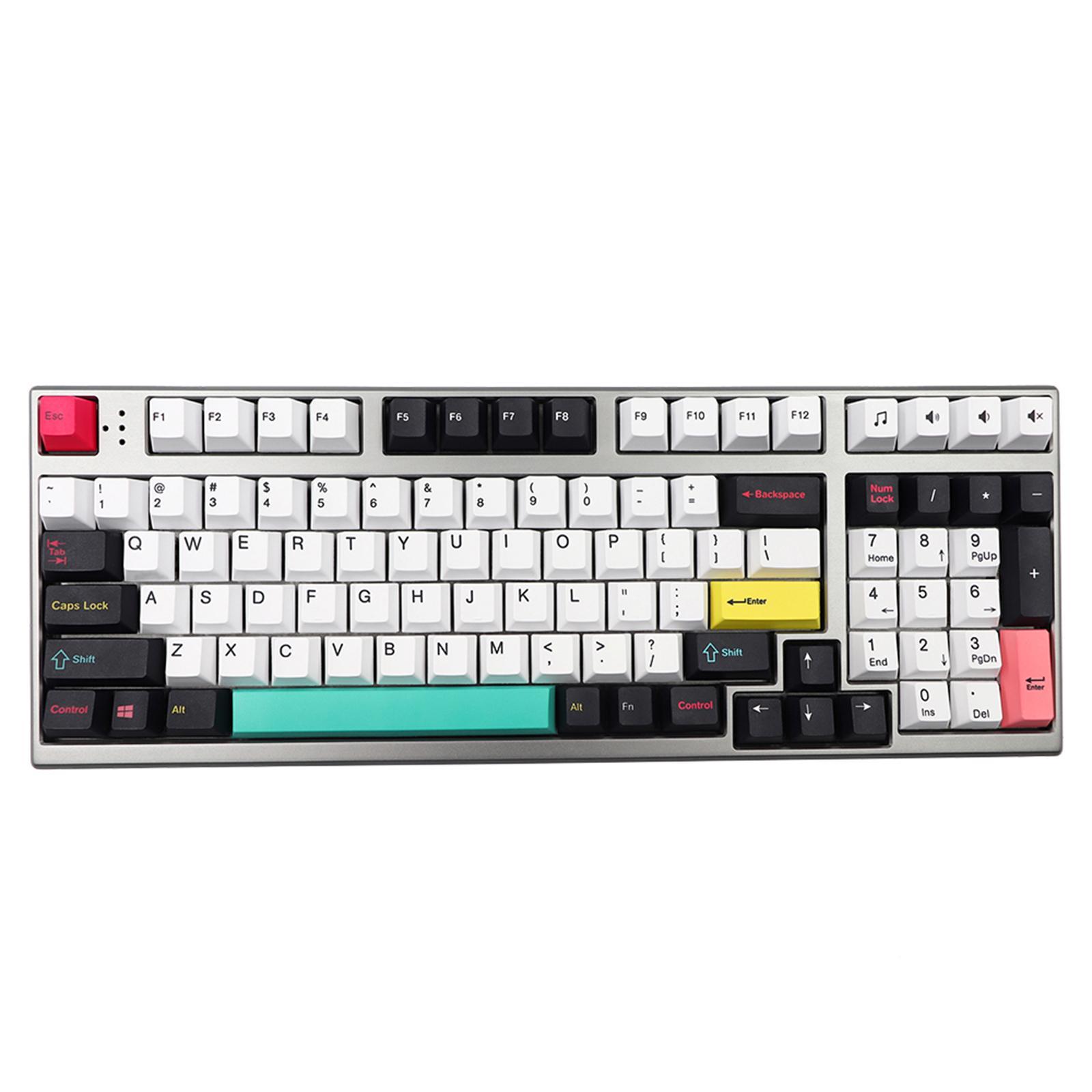 Simple Color Block Style 130-Key Keycaps for Any Size Mechanical Keyboards