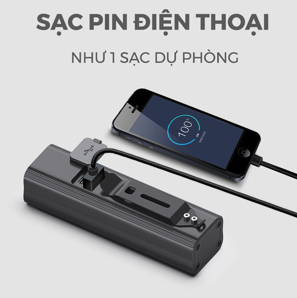 Đèn Xe Đạp BC-10 dung lượng 2600mAh, có hiển thị thời gian còn lại sử dụng, sạc Type-C, Có Hỗ trợ Sạc Khẩn Cấp - Mai Lee