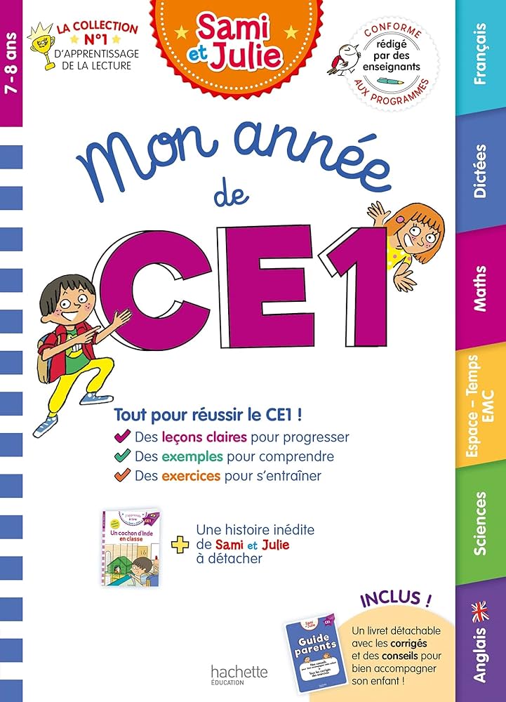 Sách học tiếng Pháp trẻ em MON ANNEE DE CE1 AVEC SAMI ET JULIE (TOUTES LES MATIERES)