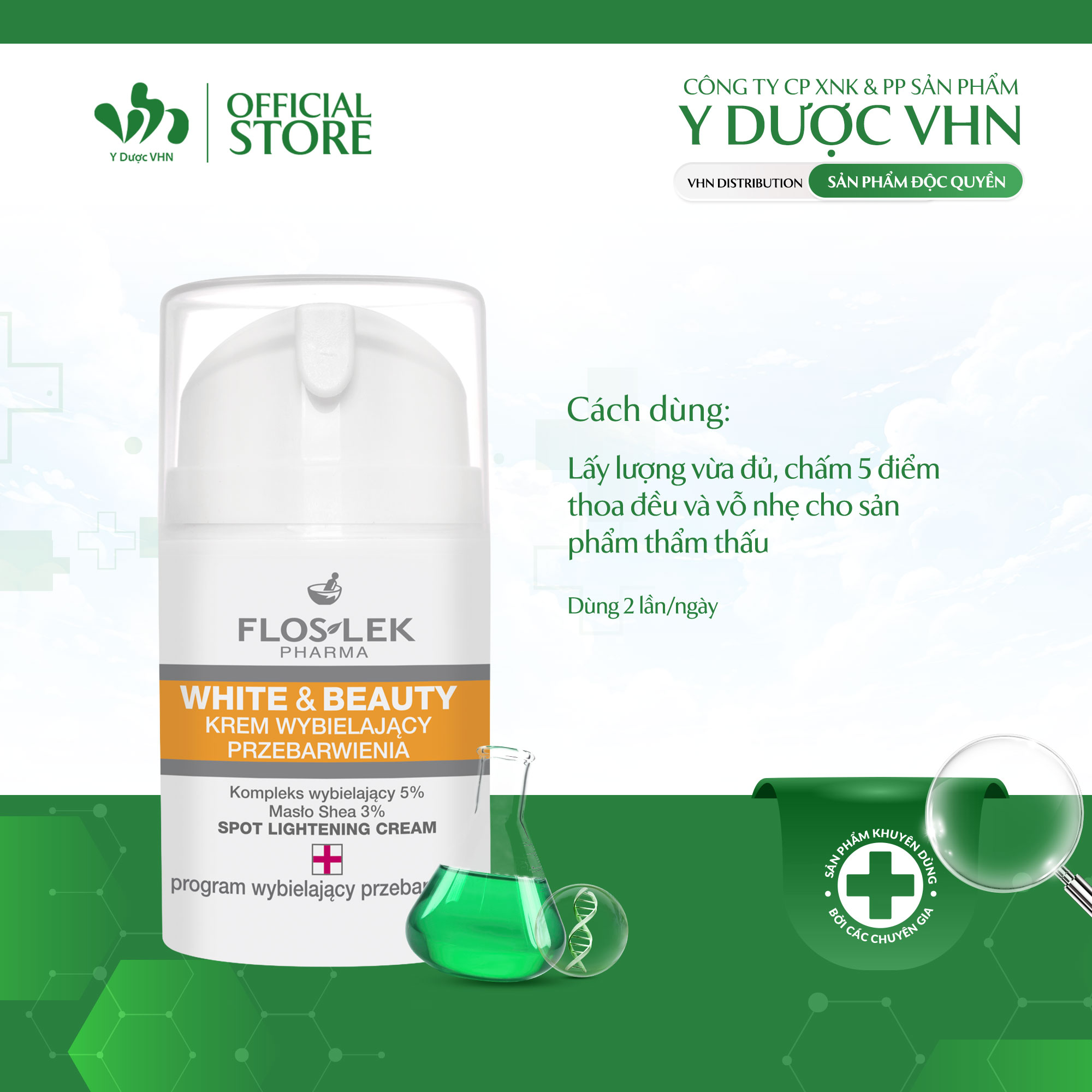 Kem Dưỡng Trắng Và Mờ Nám FLOSLEK Spot Lightening Cream Giúp Cải Thiện Độ Ẩm, Phục Hồi Các Tế Bào Bị Hư Tổn 50ml/Tuýp