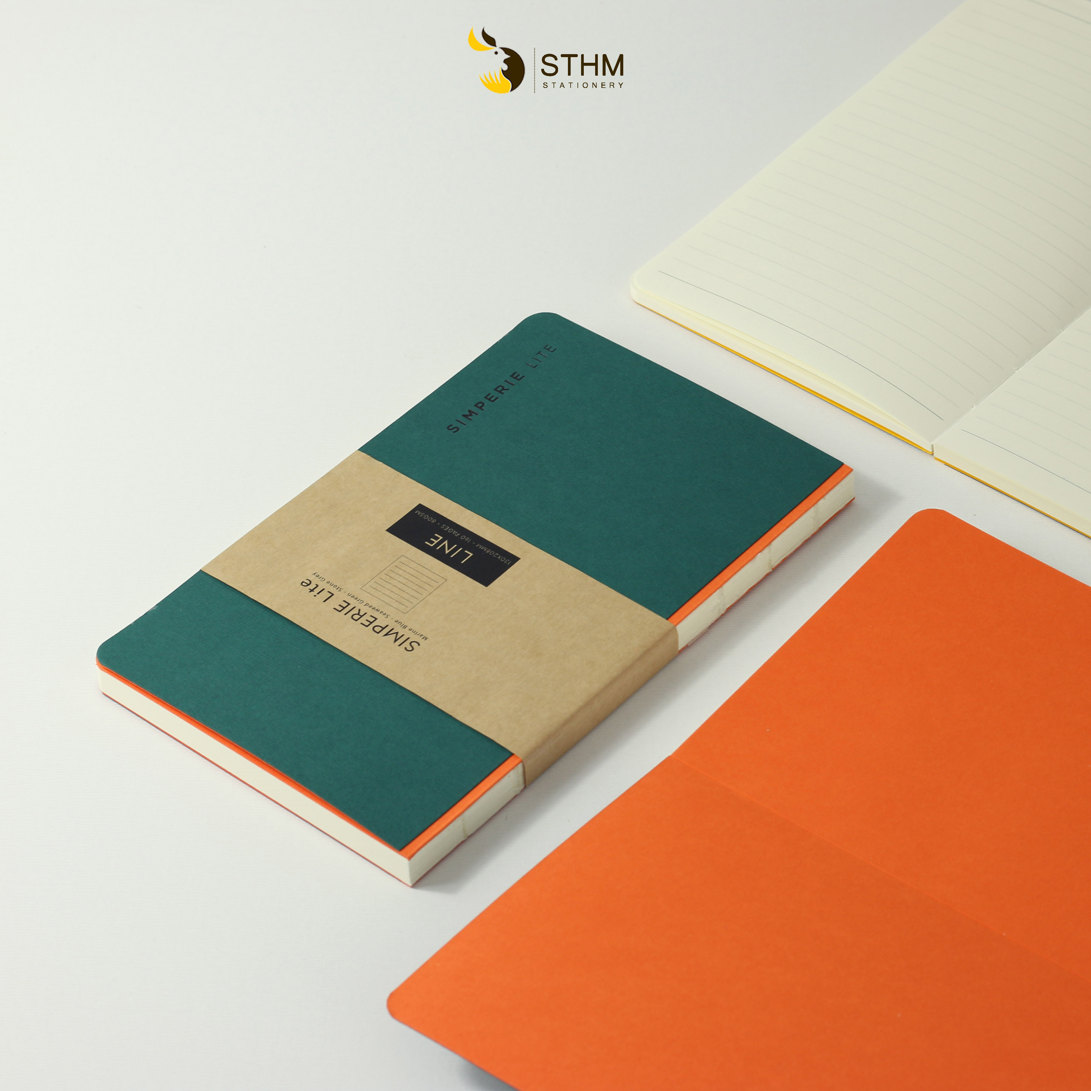 SIMPERIE LITE - Seaweed Green- Sổ tay mở flat 180 độ - Ruột kem 80gsm có chấm chia cột - STHM stationery