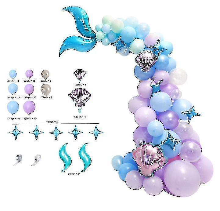 87 PCS Balloon Balloon Kit, Đảng Nàng tiên cá cung cấp cho đồ trang trí tiệc sinh nhật