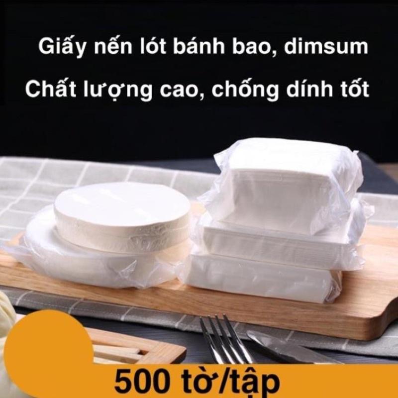 500 tờ Giấy nến tròn cắt sẵn lót bánh bao, dimsum