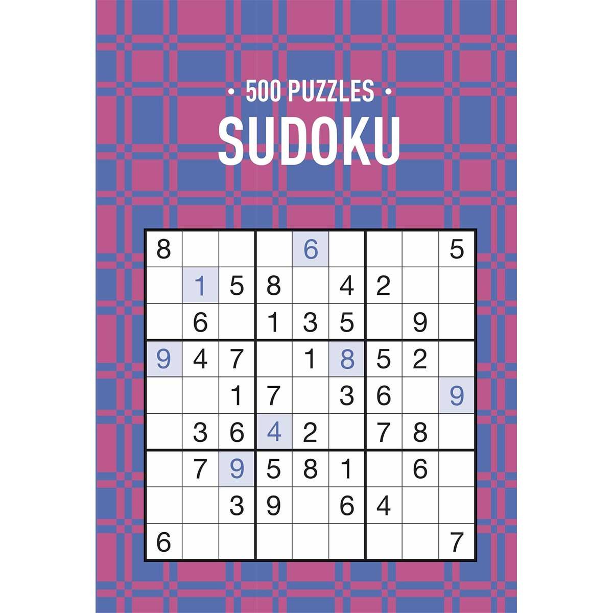 Sách 500 Puzzles Book - Sudoku - Blue & Red Geometric