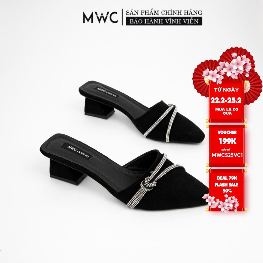 Sục cao gót thời trang MWC sục gót vuông 5cm đính hạt sang trọng siêu xinh siêu hot NUCG-11018