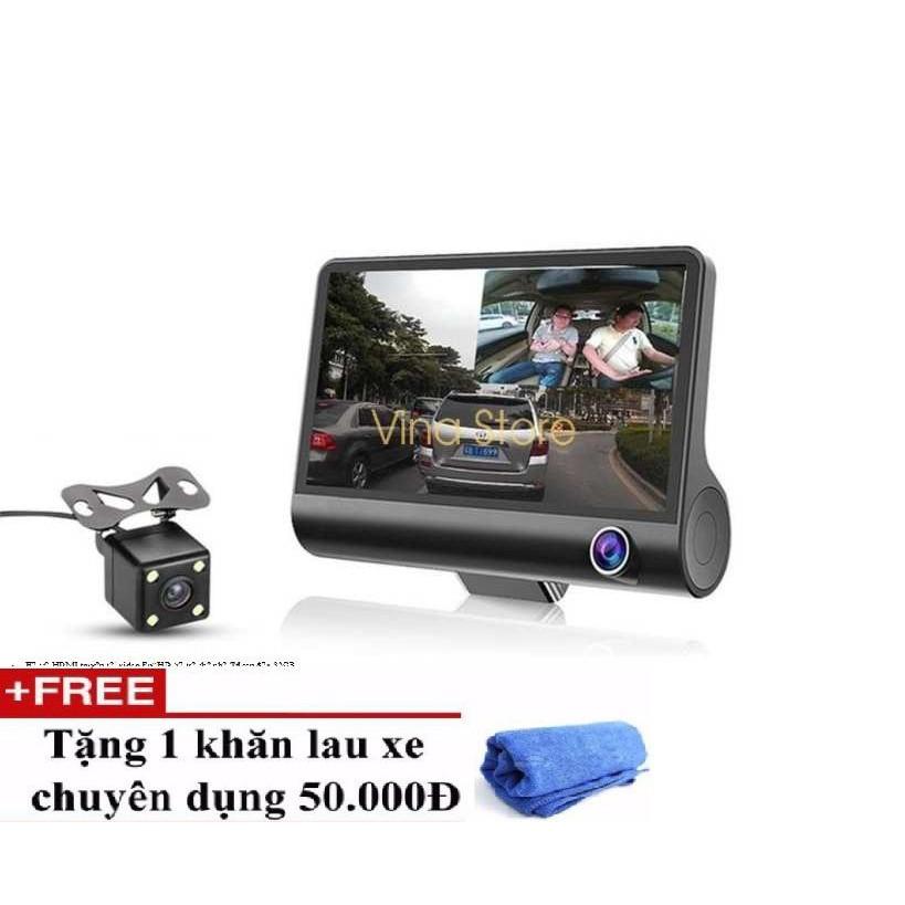 Camera hành trình kép trước sau và lùi ĐẲNG CẤP dành cho ô tô hỗ trợ MÀN full HD 1080 TẶNG KHĂN LAU XE CAO CẤP