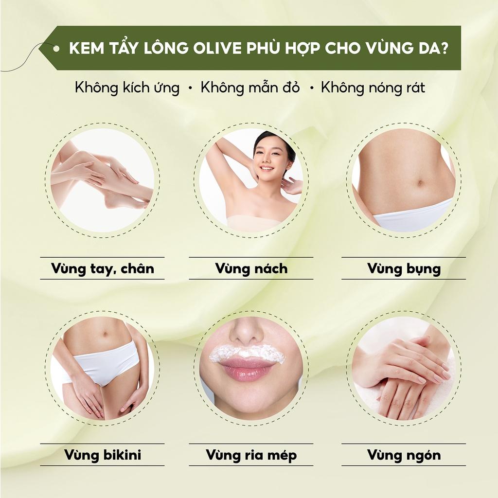 Kem Tẩy Lông Cafuné Chiết Xuất Olive an toàn cho bikini, chân, tay, nách, bụng, ngực 100ml