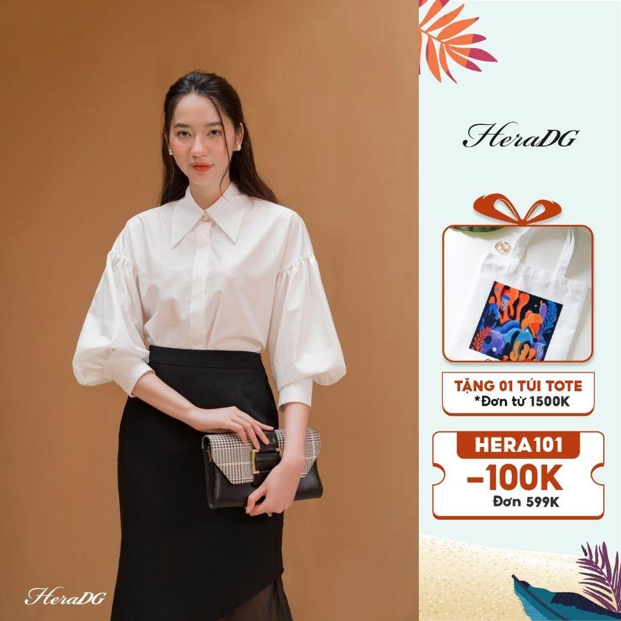 Áo Sơ Mi Nữ Thiết Kế Cổ Đức Bản To Tay Bồng HeraDG - SASBA018