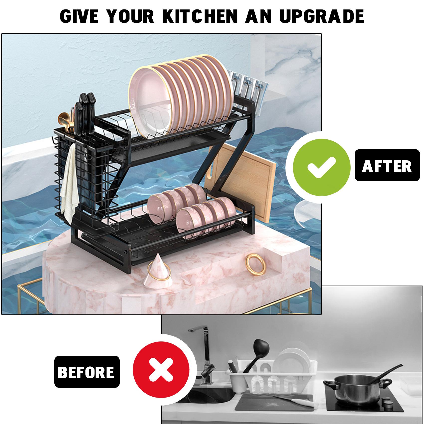 Giá đỡ của bồn rửa mặt, bồn rửa chén 2 tầng bằng thép carbon tiện lợi trong nhà bếp
