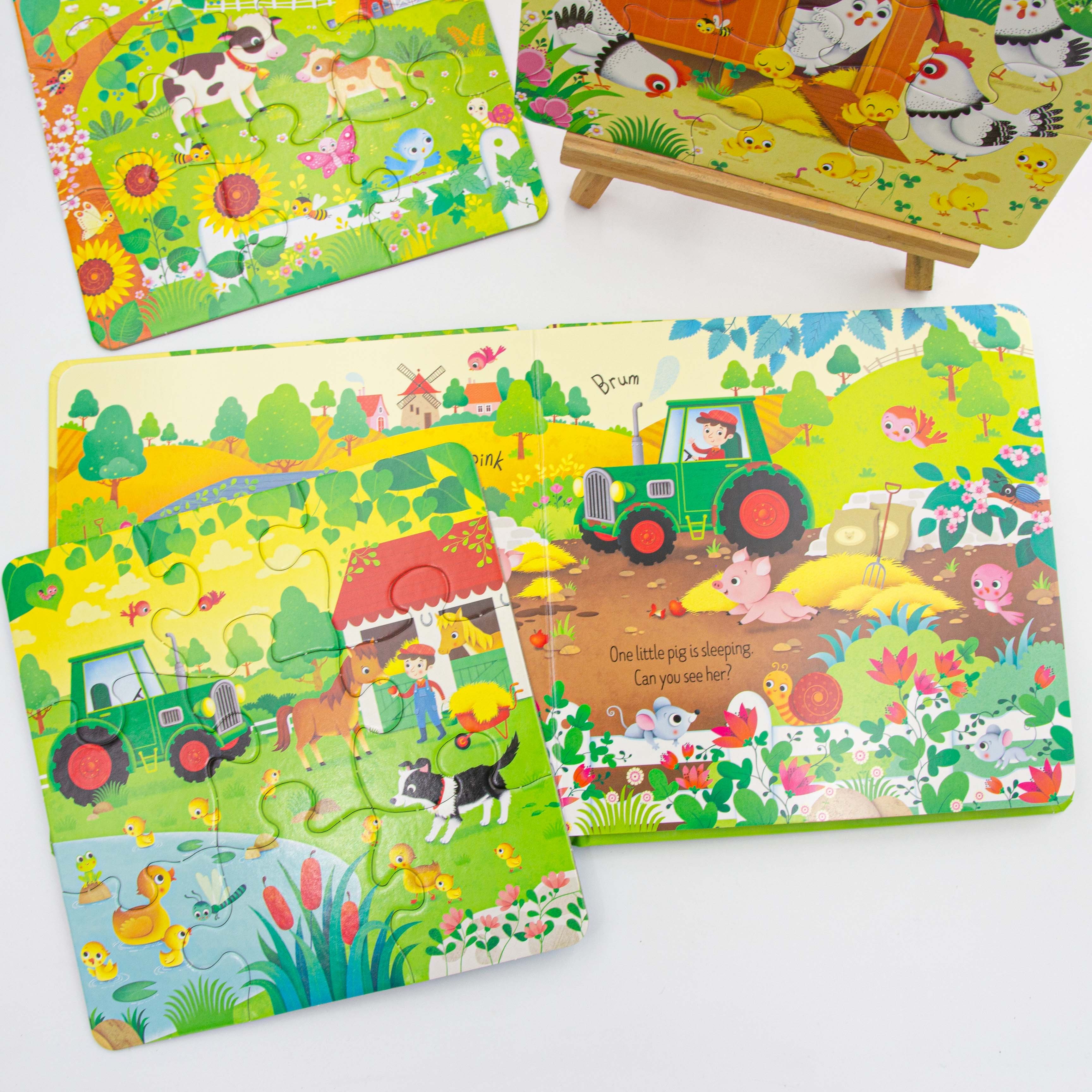 BỘ GHÉP HÌNH + SÁCH CHO BÉ -Book and 3 Jigsaws: On the Farm