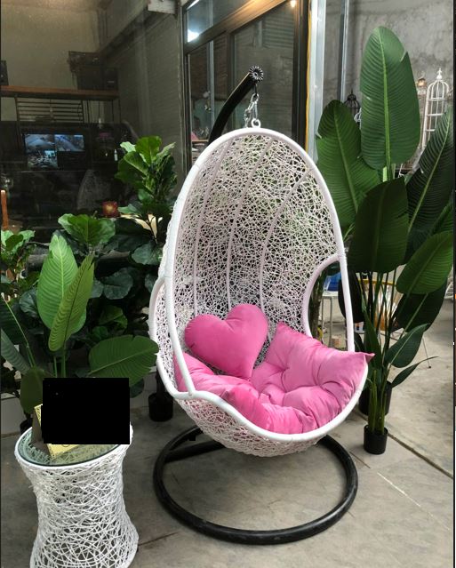 Xích đu đơn hoa mai XĐN 6 chất liệu khung sắt mây nhựa cao cấp juno sofa