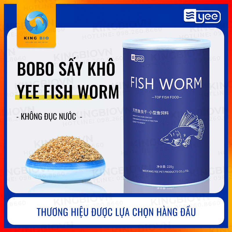 Bobo sấy khô Yee Fish Worm thức ăn đạm cao, giàu dinh dưỡng cho cá cảnh